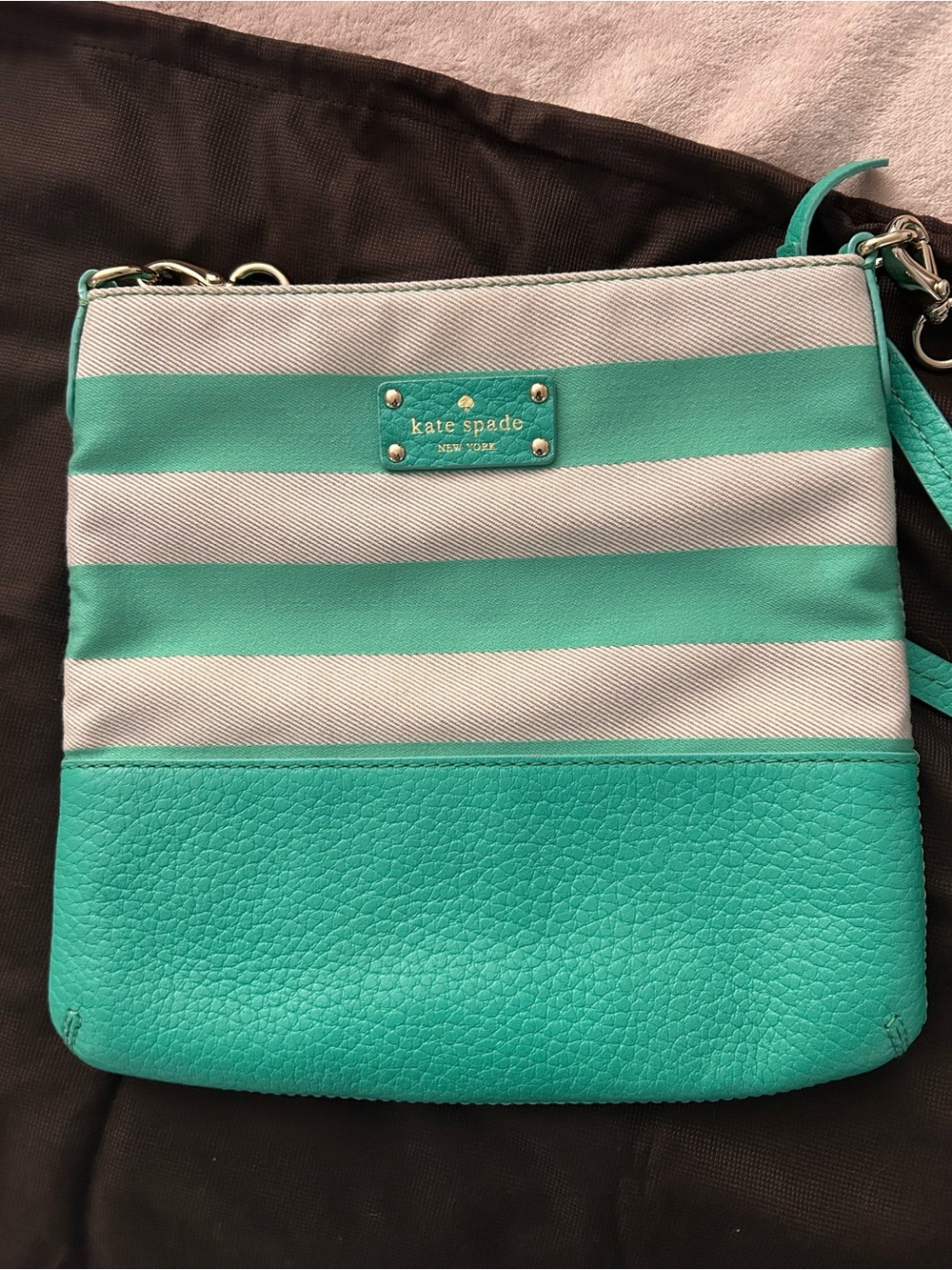 kate spade Mint and cream Striped Crossbody Bag